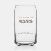 Moderne Beige Mama Namen Kinderen Moederdag Blikvorm Glas (Achterkant)