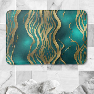 Moderne Beige Marble Waves Turquoise Blauwgroen Bl Badmat