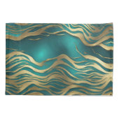 Moderne Beige Marble Waves Turquoise Blauwgroen Bl Kussensloop (Achterkant-Links)