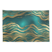Moderne Beige Marble Waves Turquoise Blauwgroen Bl Kussensloop (Achterkant-Rechts)