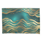 Moderne Beige Marble Waves Turquoise Blauwgroen Bl Kussensloop (Voorkant-Links)