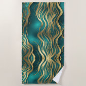 Moderne Beige Marble Waves Turquoise Blauwgroen Bl Strandlaken (Voorkant)