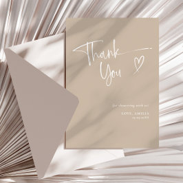 Moderne Beige Minimalistische Baby Borrel Bedankkaart