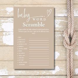 Moderne Beige Minimalistische Baby Word Scramble S Flyer