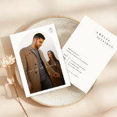 Moderne Beige Minimalistische Fotobruiloft Kaart