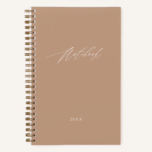 Moderne Beige Minimalistische Script Elegant Aange Notitieboek (Voorkant)