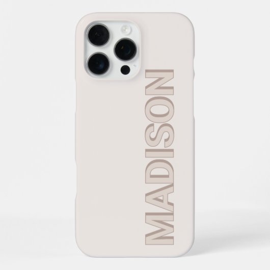 Moderne Beige Monogramnaam iPhone Hoesje (Achterkant)