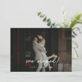 Moderne Beige Multi Photo Arch Wedding Elopement Aankondiging (Staand voorkant)
