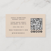 Moderne Beige Nagelsalon QR-code Foto Visitekaartje (Achterkant)