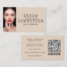 Moderne Beige Nagelsalon QR-code Foto
