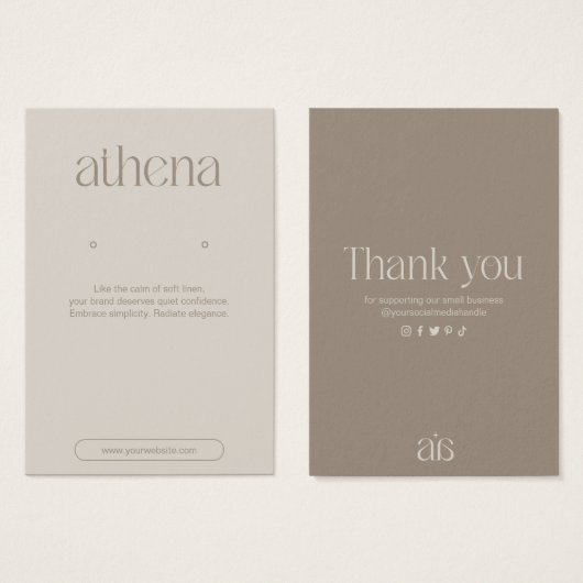 Moderne Beige Oorbel Sieraden Display Kaart (Voorkant /achterkant)