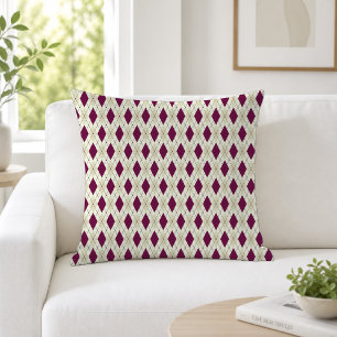 Moderne Beige Paarse Argyle Geometrisch Kussen