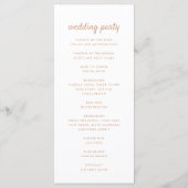 Moderne Beige Palm Leaf Summer Wedding Programmakaart (Achterkant)