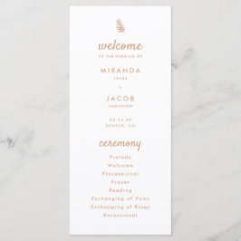 Moderne Beige Palm Leaf Summer Wedding Programmakaart