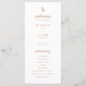 Moderne Beige Palmblad Zomer Bruiloft Programmakaart (Voorkant)