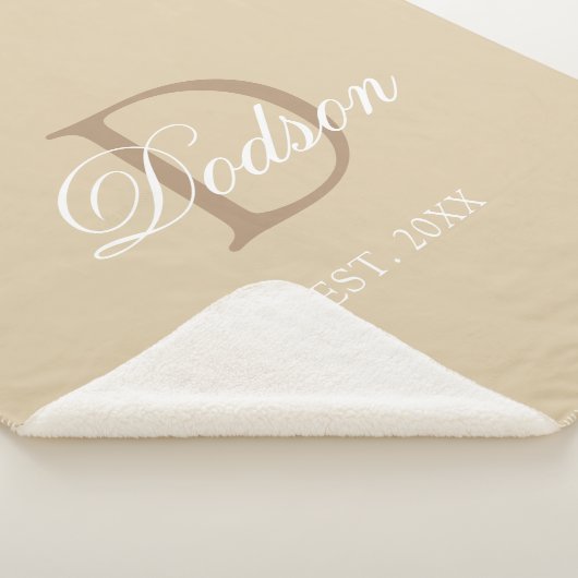 Moderne beige Pas getrouwd, jaarmonogrammen vastge Sherpa Deken (3/4)