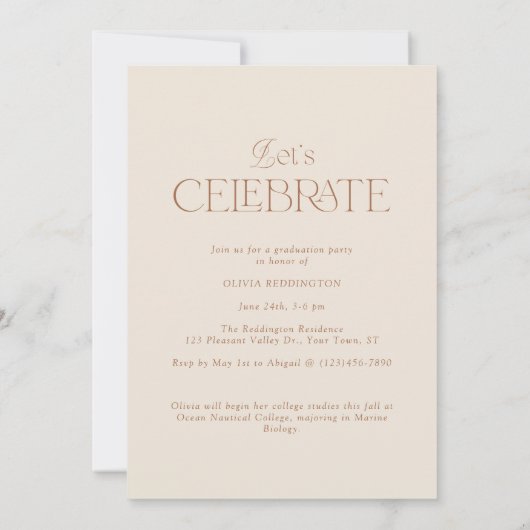 Moderne Beige Photo Arch Minimal Graduation Party Kaart (Achterkant)