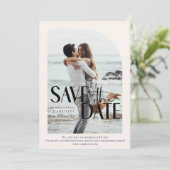 Moderne, Beige Photo-Save de datum Kaart (Staand voorkant)