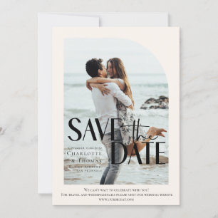 Moderne, Beige Photo-Save de datum Kaart