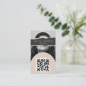 Moderne Beige QR-code Foto Visitekaartje (Staand voorkant)