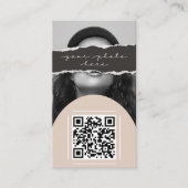 Moderne Beige QR-code Foto Visitekaartje (Voorkant)