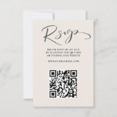 Moderne Beige QR-code RSVP bruiloft Kaartje (Voorkant)