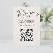 Moderne Beige QR-code RSVP bruiloft Kaartje (Staand voorkant)