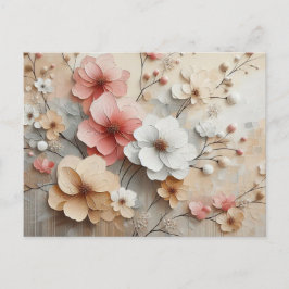 Moderne beige-roze bloemen briefkaart