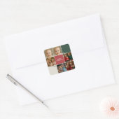 Moderne beige Sage RODE collage vrolijk kerstfeest Vierkante Sticker (Envelop)