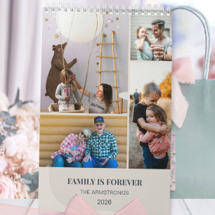 Moderne Beige Scandinavische Familiefotocollage Kalender