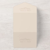 Moderne Beige Script Bruiloft All In One Uitnodiging (Buitenkant)