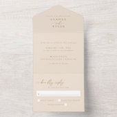 Moderne Beige Script Bruiloft All In One Uitnodiging (Binnen)