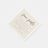 Moderne Beige Script "Leuke Feiten" Bruiloft Servet (Hoek)