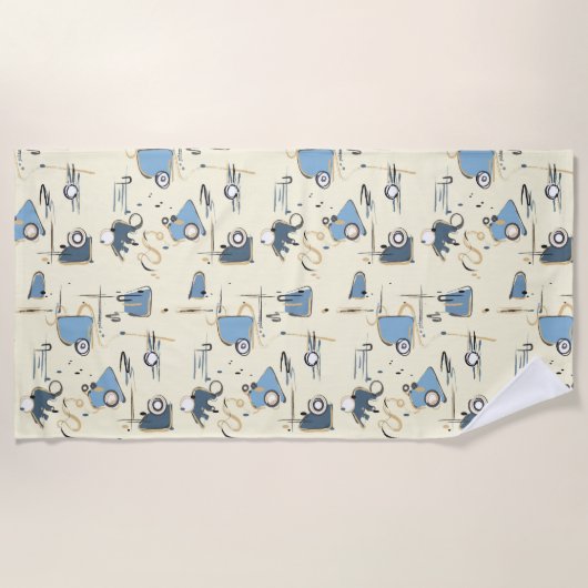 Moderne Beige strandlaken met Abstract patroon (Voorkant)