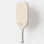Moderne Beige Strepen Custom Naam Pickleball Paddl Paddle (Links)