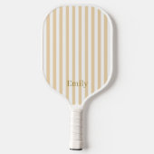Moderne Beige Strepen Custom Naam Pickleball Paddl Paddle (Achterkant)