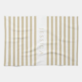 Moderne Beige Strepen Patternaam Theedoek (Horizontaal)