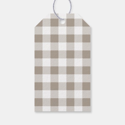 Moderne Beige Taupe Plaid Vrolijk Kerstfeest Cadeaulabel (Achterkant)