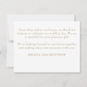 Moderne Beige trouwfoto dank u kaart (Achterkant)