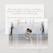 Moderne Beige trouwfoto dank u kaart (Voorkant / Achterkant)
