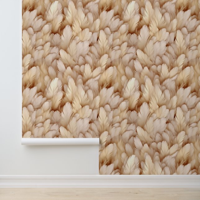 Moderne beige veren  behang (Applicatie)