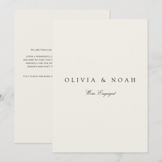 Moderne Beige Verlovingsaankondigingskaart Aankondiging (Voorkant / Achterkant)