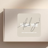 Moderne beige verpakking bedankt vierkante sticker