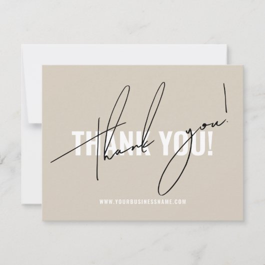 Moderne beige verpakking invoegen bedankkaart (Voorkant)