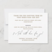 Moderne beige verpakking invoegen bedankkaart (Achterkant)