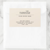 Moderne beige verpakkingskaarsenproduct rechthoekige sticker (Tas)