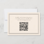Moderne Beige Vette Typografie Trouw QR-code RSVP Kaartje (Achterkant)