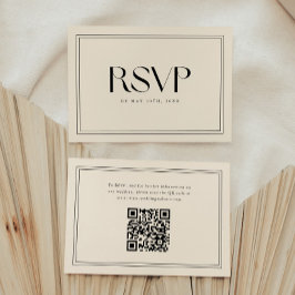 Moderne Beige Vette Typografie Trouw QR-code RSVP Kaartje