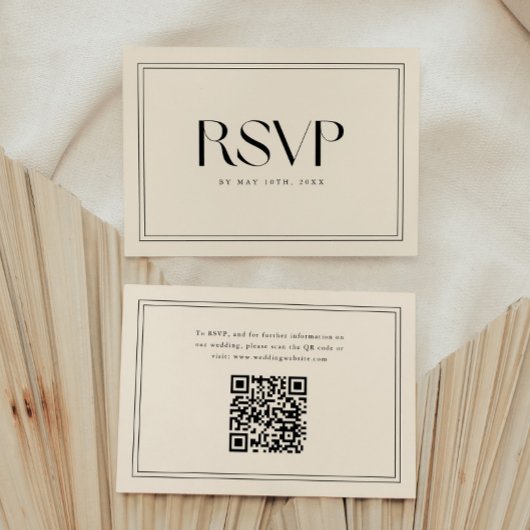 Moderne Beige Vette Typografie Trouw QR-code RSVP Kaartje