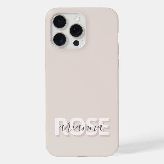 Moderne Beige Vrouwelijke Script Aangepaste Naam iPhone Hoesje (Achterkant)